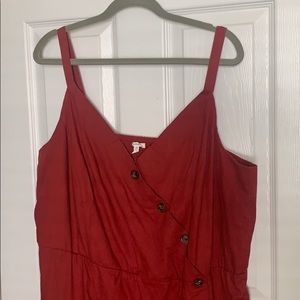 Red Linen Plus Size Asymmetrical Dress! NWT